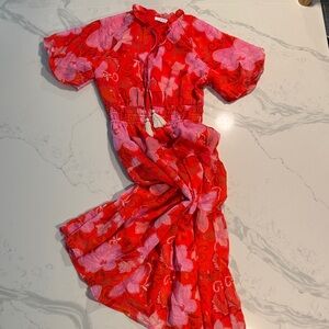 THML Red and Pink Patterned Maxi Dress